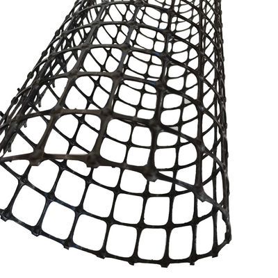 Polipropileno Geo Grid Produtos de terraplenagem Biaxial 35KN Geogrid de plástico 25.4*25.4mm Malha Tamanho 1-6m Largura