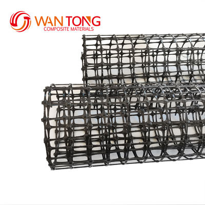 Polipropileno Geo Grid Produtos de terraplenagem Biaxial 35KN Geogrid de plástico 25.4*25.4mm Malha Tamanho 1-6m Largura