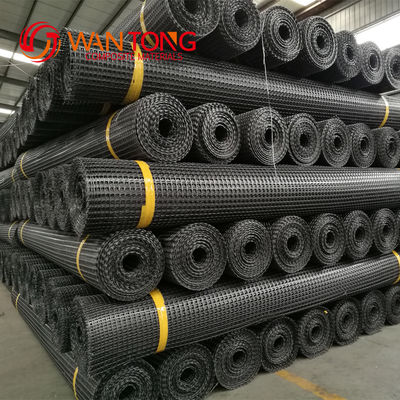 Polipropileno Geo Grid Produtos de terraplenagem Biaxial 35KN Geogrid de plástico 25.4*25.4mm Malha Tamanho 1-6m Largura