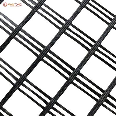 Solidificação do leito de estrada Biassal Poliéster Geogrid Feito de 80-80 PET material em amarelo