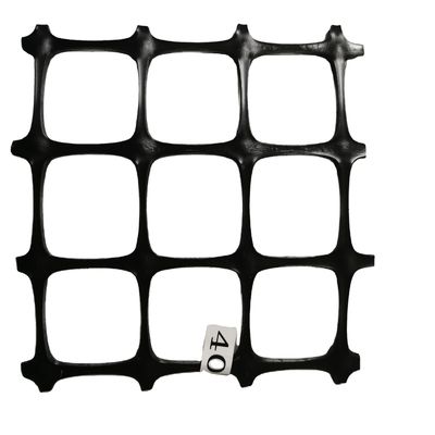 Grelha geográfica bi-axical 4040 em PP preto para revestimento de estradas