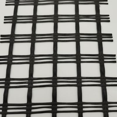 1m-6m Largura de malha uniaxial de tricô de poliéster Geogrids revestido com PVC de alta resistência