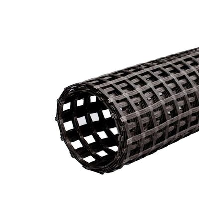 1m-6m Largura de malha uniaxial de tricô de poliéster Geogrids revestido com PVC de alta resistência