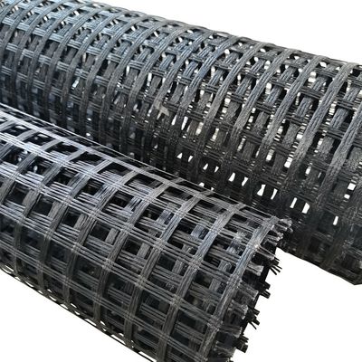 1m-6m Largura de malha uniaxial de tricô de poliéster Geogrids revestido com PVC de alta resistência