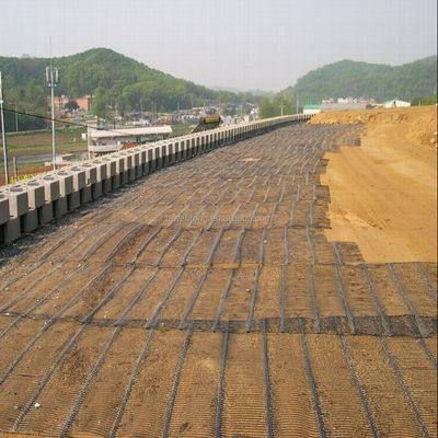 CE/ISO9001 Certificado HDPE Uniaxial Geogrid para Reforço de Parede de Segurança Preto