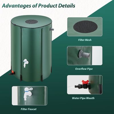 Tanque de armazenamento de água portátil dobrável de lona de PVC de 380L para agricultura de quintal