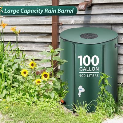 Barril de chuva 100 galões Escolha ecológica para coletar chuva e água no jardim