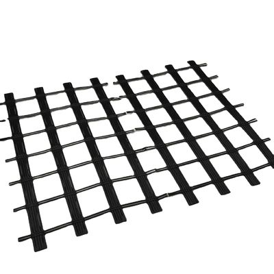 Grade de malha de fibra de vidro Grade geogrid de fibra de vidro para reforço de estrada de solo macio em preto
