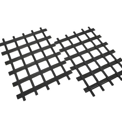 Grade de malha de fibra de vidro Grade geogrid de fibra de vidro para reforço de estrada de solo macio em preto