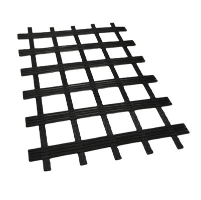 Alta resistência à tração 50Kn/m Warp Knitting Fiberglass Geogrid para construção rodoviária