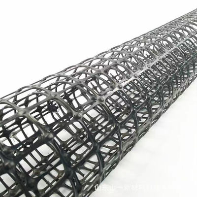 30kn PP Plástico Bi-Axial Geogrid para construção de estradas comprimento 50-100m matéria-prima PP plástico