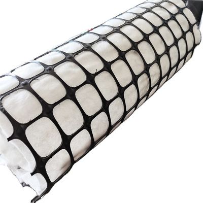 Grelha geotêxtil negra não tecida de plástico biaxial geogrid costurada anti-quebra geogrid para pavimento de asfalto