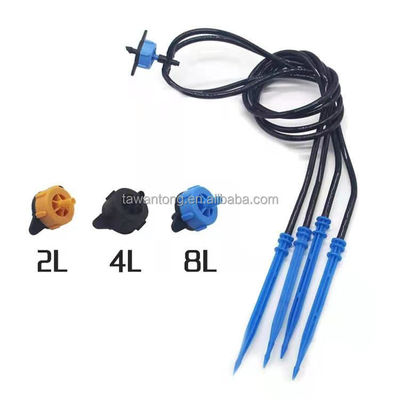 Sistema de irrigação agrícola durável de 4L/8L 2 Pegs com tubos de PVC de gotejamento preto