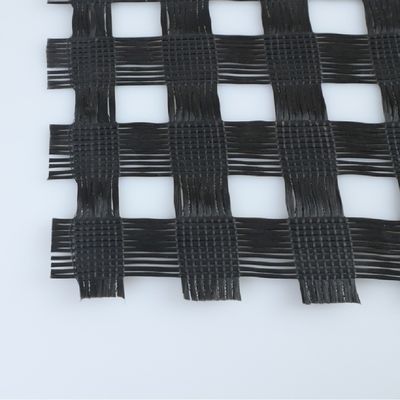 Geogrid de fibra de vidro geocomposto padrão ISO para reforço de camada de asfalto 50/50kn