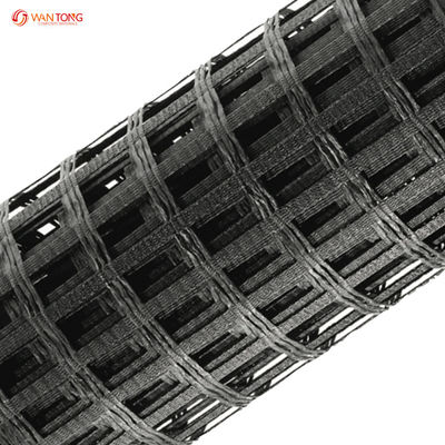 Geogrid de malha de fibra de vidro de 80 kn para solidificação de terraplanagem em poliéster biaxial