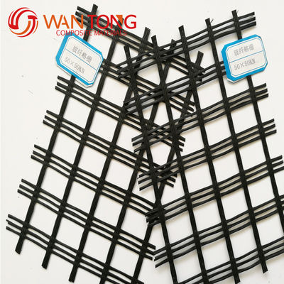 Geogrid de malha de fibra de vidro de 80 kn para solidificação de terraplanagem em poliéster biaxial