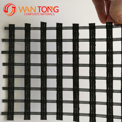 Geogrid de malha de fibra de vidro de 80 kn para solidificação de terraplanagem em poliéster biaxial