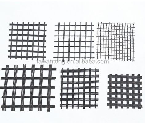 Geogrid de malha de fibra de vidro de 80 kn para solidificação de terraplanagem em poliéster biaxial