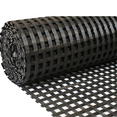 100KN/M Resistência à tração Grelha geográfica de poliéster uniaxial biaxial para paredes de apoio